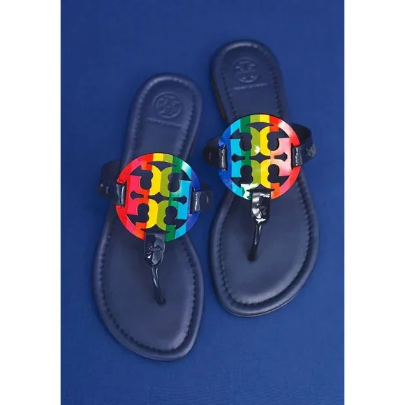 Tory Burch Shoes Nib Tory Burch Miller Leather Sandal Rainbow
